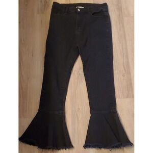 Hayden LA Jeans 29x25 Small Cropped Ruffle Hem Flare Black Denim Women's